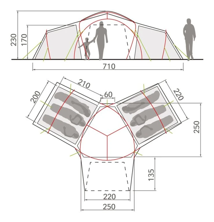 Vaude Badawi Long 6P Familietent - Afbeelding 2